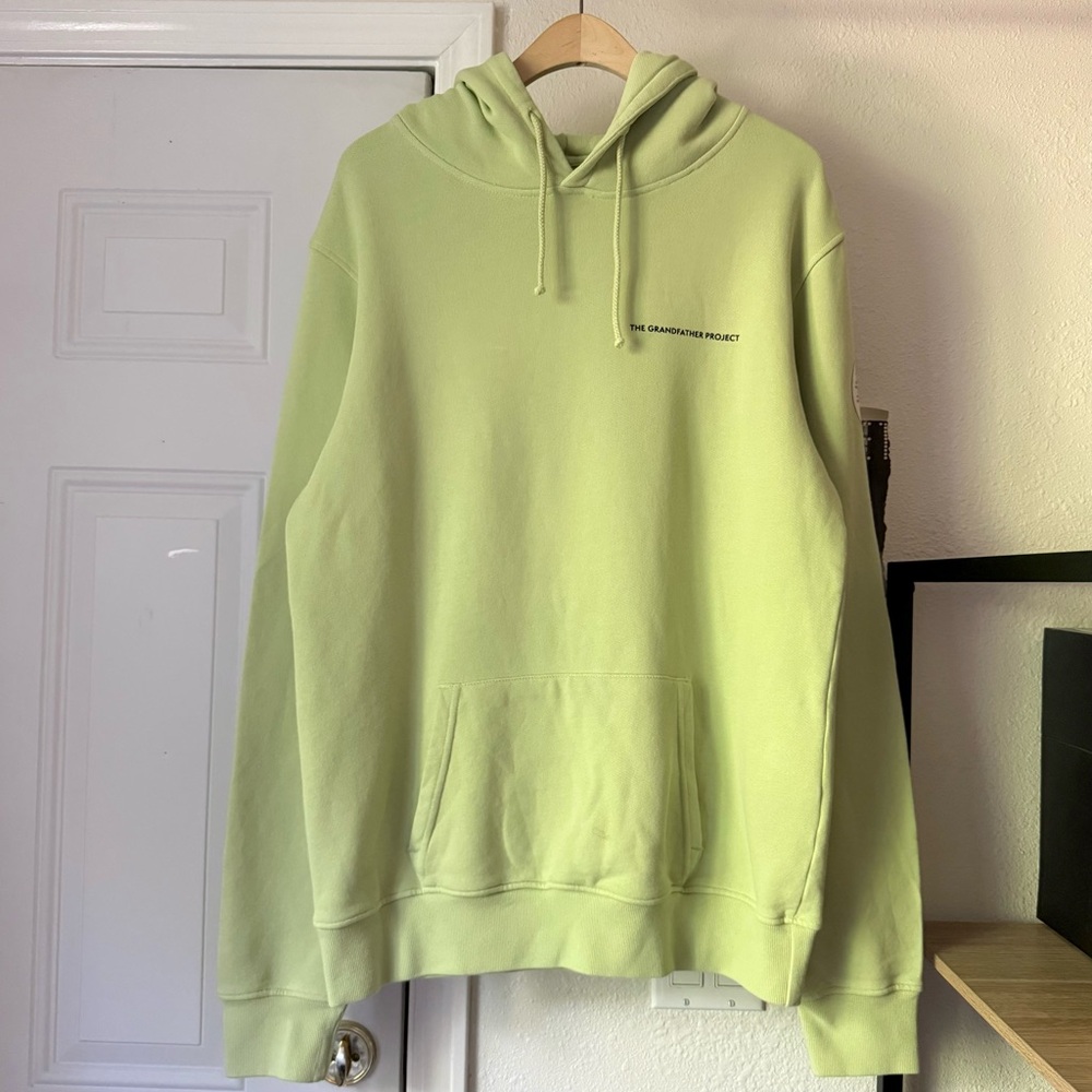 The Grandfather Project Green Terry Knit Organic Cotton Logo Oversized Hoodie